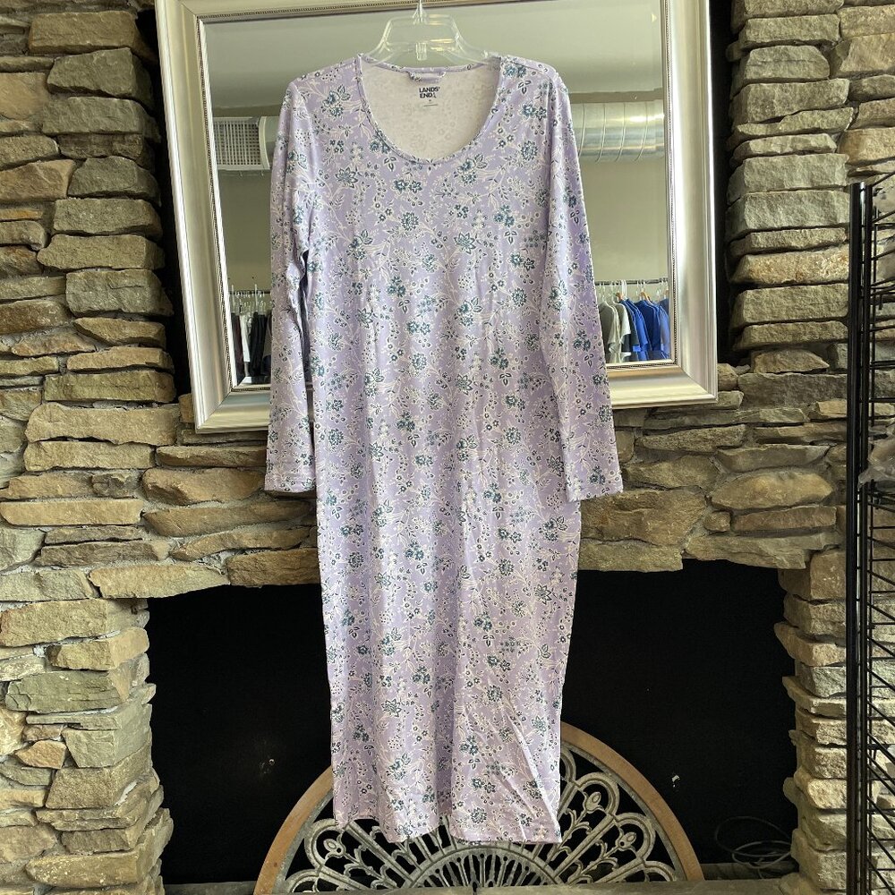 Lands End Women's Long Sleeve, Mid-Calf Nightgown , NWT